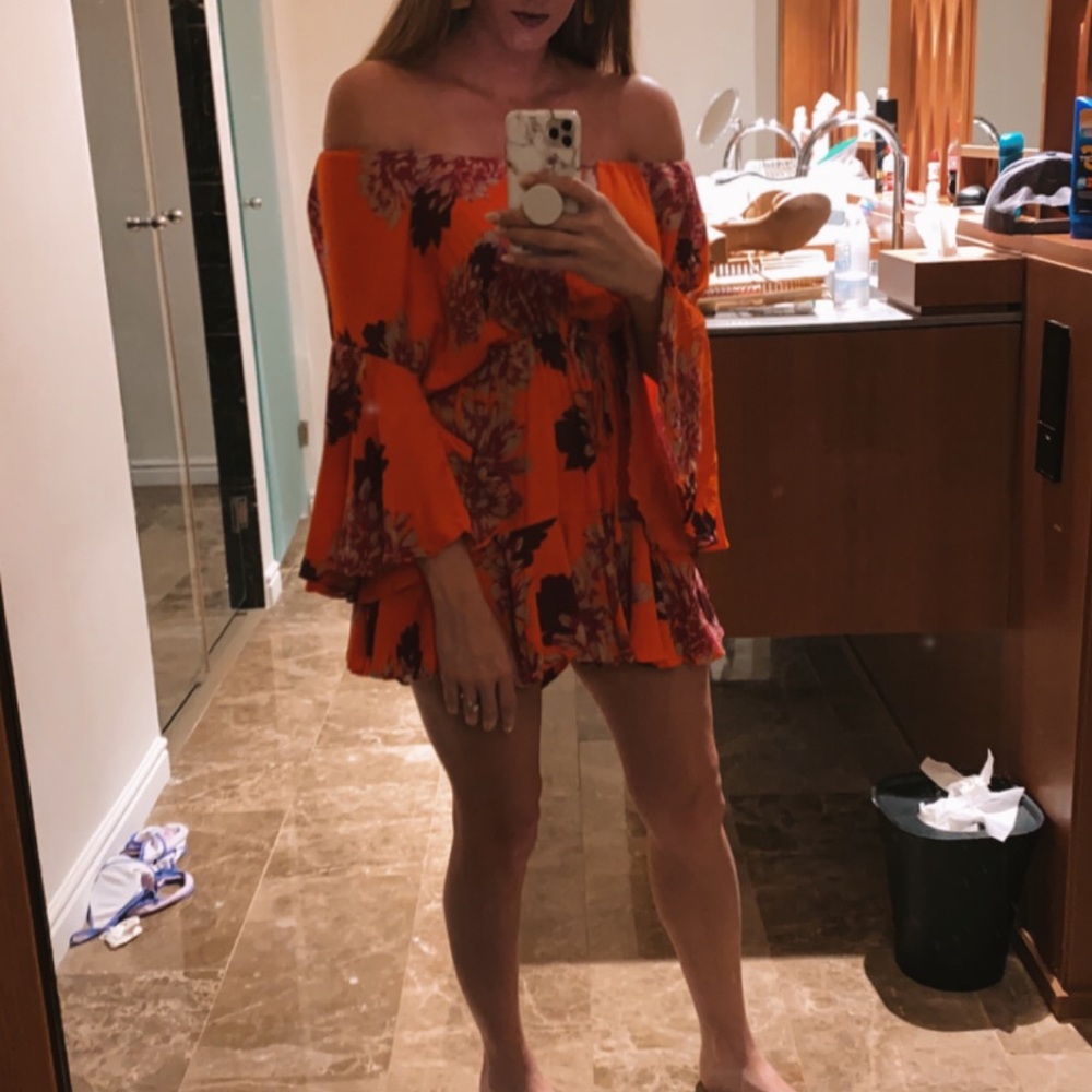 Orange floral Hello Molly romper